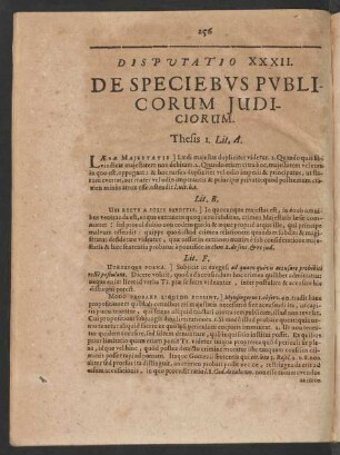 Disputatio XXXII. De Speciebus Publicorum Iudiciorum