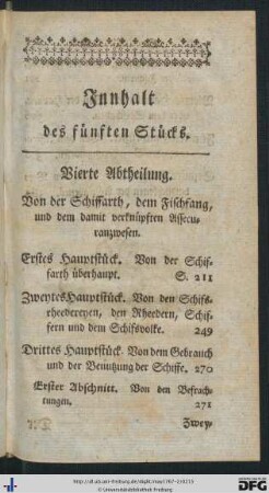 Innhalt des fünften Stücks.