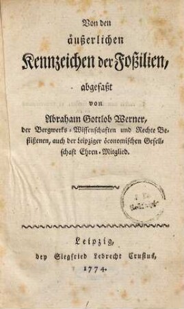 Von den äußerlichen Kennzeichen der Foßilien