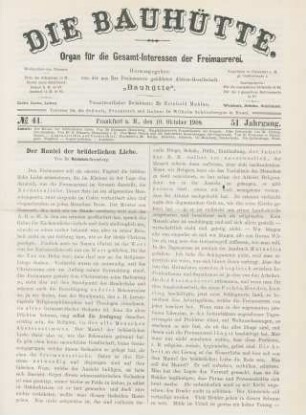 No. 41. Frankfurt a. M., den 10. Oktober 1908. 51. Jahrgang.