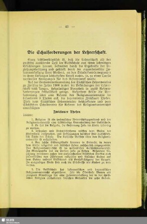 Die Schulreform der Lehrerschaft
