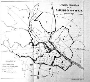 Karte: Generelle Disposition für die Canalisation von Berlin