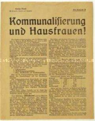 Aufruf des Hansa-Bundes an Hausfrauen zur Wahl bürgerlicher Parteien in die Berliner Stadtverordnetenversammlung 1921