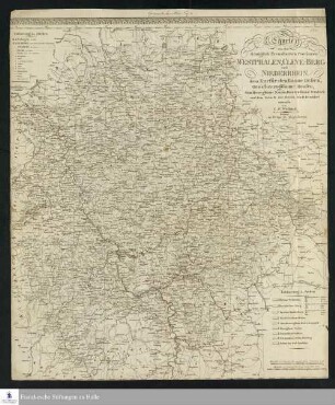 Charte von den Königlich Preussischen Provinzen Westphalen, Cleve-Berg und Niederrhein. dem Kurfürstenthume Hessen, Grossherzogthume Hessen, dem Herzogthume Nassau, Fürstenthume Waldeck und dem Gebiete der freien Stadt Frankfurt