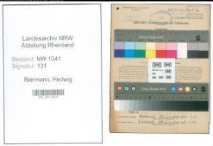 Entnazifizierung Hedwig Biermann , geb. 27.09.1912 ()