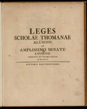 Leges Scholae Thomanae Alumnis