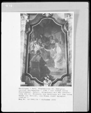 Der heilige Fridolin von Säckingen mit dem toten Ursus vor Gericht