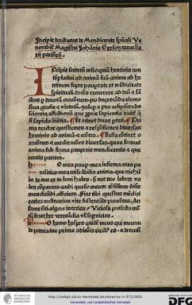 De mendicitate spirituali cum orationibus et meditationibus diversis