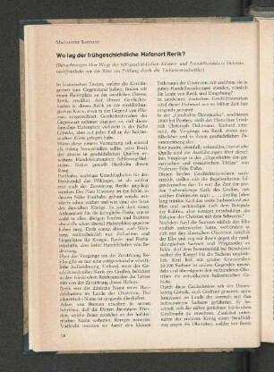 Wo lag der frühgeschichtliche Hafenort Rerik?
