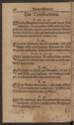Von Dienstbarkeiten.