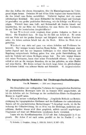 Die topographische Reduktion bei Drehwagenbeobachtungen