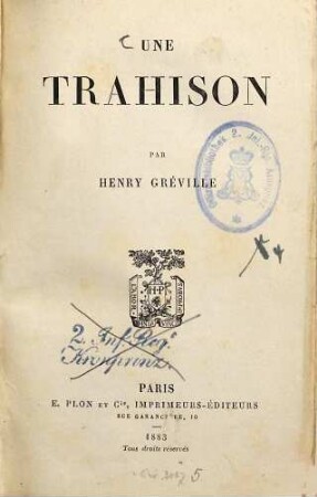 Une trahison : par Henry Gréville