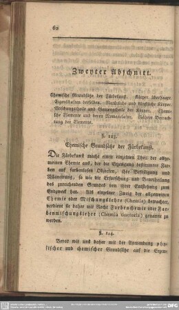 Zweyter Abschnitt. Chemische Grundsätze der Färbekunst