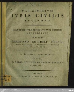 Verisimilium Iuris Civilis Specimen