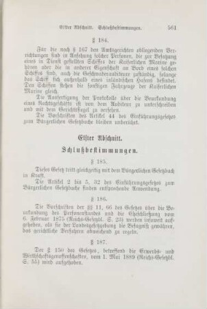 Elfter Abschnitt. Schlußbestimmungen