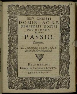 Iesu Christi Domini Ac Redemptoris Nostri Pro Humana Salute Passio