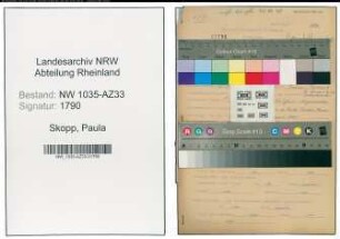 Entnazifizierung Paula Skopp , geb. 17.11.1901 (Kaufmaennischer Angestellter)