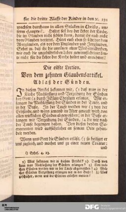 Die eilfte Lection. Von dem zehnten Glaubensartikel.
