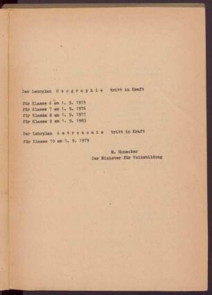 Der Lehrplan Geographie tritt in Kraft ...