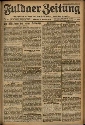 Erste Ausgabe vom Sonntag, den 17. Januar 1926.