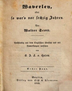 Waverley, oder so war's vor sechzig Jahren, 1