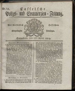Nr. 31, Sonnabend, den 17ten April 1819