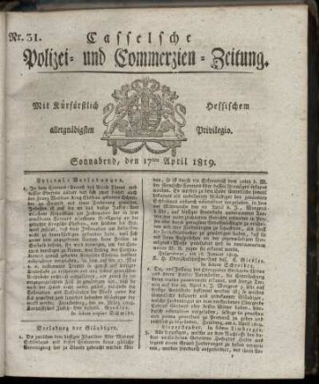 Nr. 31, Sonnabend, den 17ten April 1819