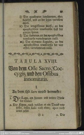 Tabula XVIII. Von dem Osse Sacro, Coccygis, und den Ossibus innomitatis