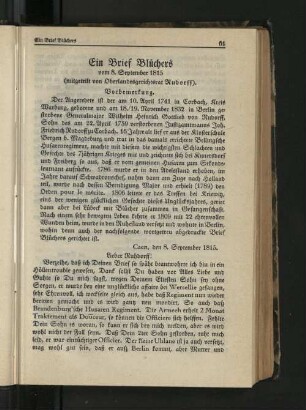 Ein Brief Blüchers
