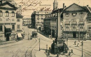 Postkartenalbum mit Motiven von Karlsruhe. "Karlsruhe. Rondellplatz"