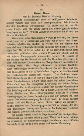 VII. Unser Kurs. Von Br. Diedrich Bischoff - Leipzig.