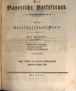 Der bayerische Volksfreund. 9, 9. 1832