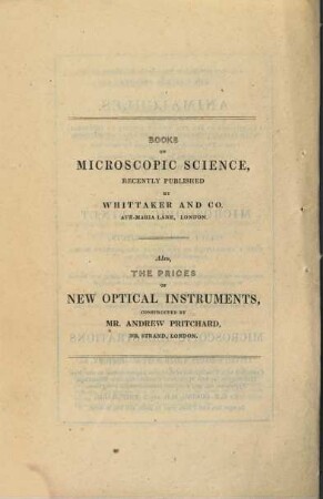 Optical instruments, constructed by A. Pritchard, 263, Strand