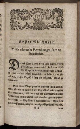Erster Abschnitt. Einige allgemeine Betrachtungen über die Aehnlichkeit.