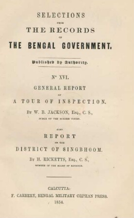 General report of a tour of inspection