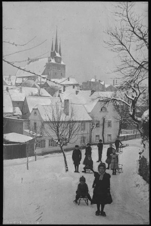 Lommatzsch. Blick auf Lommatzsch im Winter