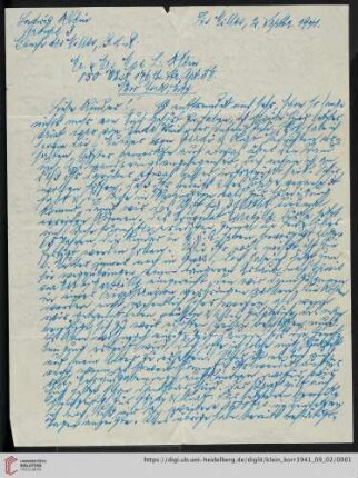 Korrespondenz von Alice und Ludwig Klein: Brief von Ludwig Klein an Max Klein und Susanne Klein