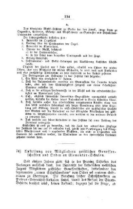 Anstellung von Mitgliedern geistlicher Genossenschaften und Orden an Elementar-Schulen : [III. Seminarien, Lehrerbildung etc.]