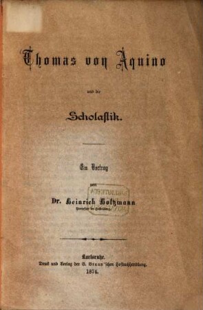 Thomas von Aquino und die Scholastik