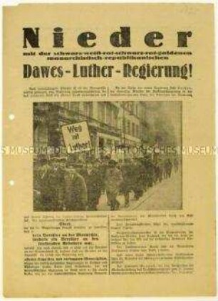 Flugblatt der KPD gegen die SPD und die neu gebildete Reichsregierung Luther