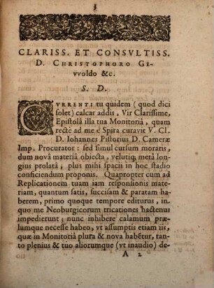 Ad Cl. V. Christophori Gewoldi D. Ducalis Bavarici Consiliarii Epistolam Monitoriam Desuescepta sive Recipisse Marquardi Freheri ...