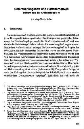 349-356, Untersuchungshaft und Haftalternativen. Bericht aus der Arbeitsgruppe VI