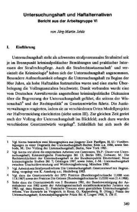 349-356, Untersuchungshaft und Haftalternativen. Bericht aus der Arbeitsgruppe VI