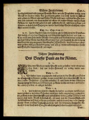 Nähere Zergliederung Des Brieffs Pauli an die Römer