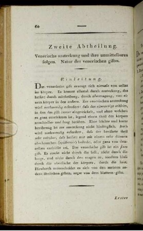 Zweite Abtheilung. Venerische Ansteckung und ihre unmittelbaren Folgen. Natur des venerischen Giftes.