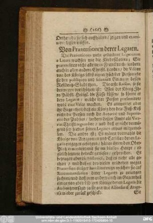 Von Praetensionen derer Legaten.