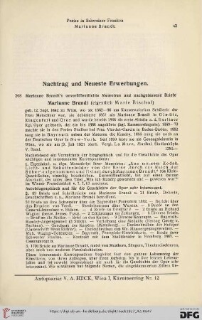 Nachtrag und neueste Erwerbungen (Nr. 208 - 224)