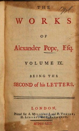 The Works of Alexander Pope. 9, The Second of his Letters