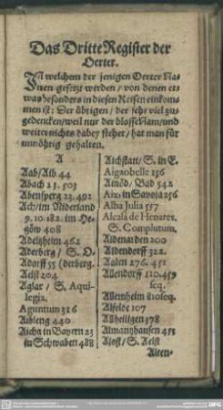 Das Dritte Register der Oerter