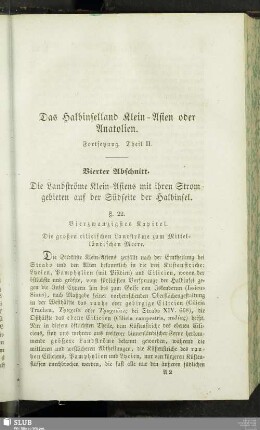 Vierter Abschnitt. Die Landströme Klein-Asiens mit ihren Stromgebieten auf der Südseite der Halbinsel